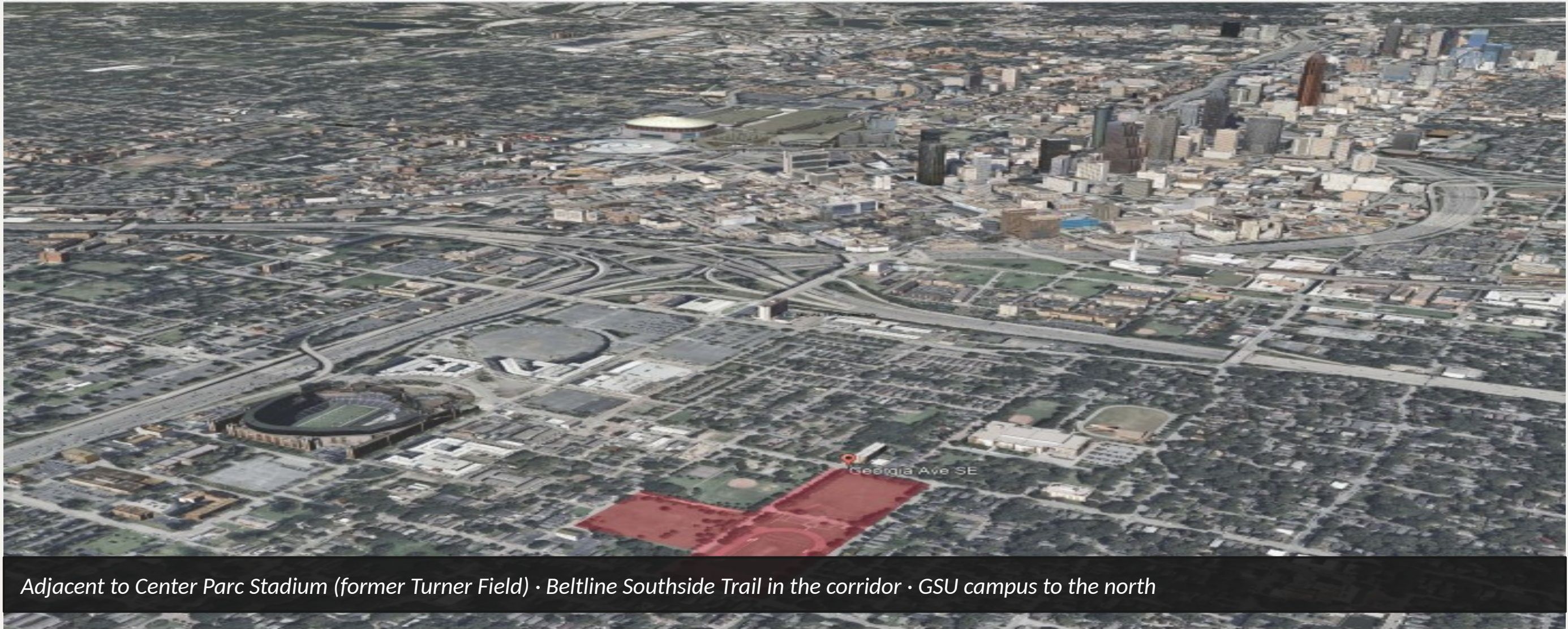 Aerial view of Summerhill in the Atlanta urban core